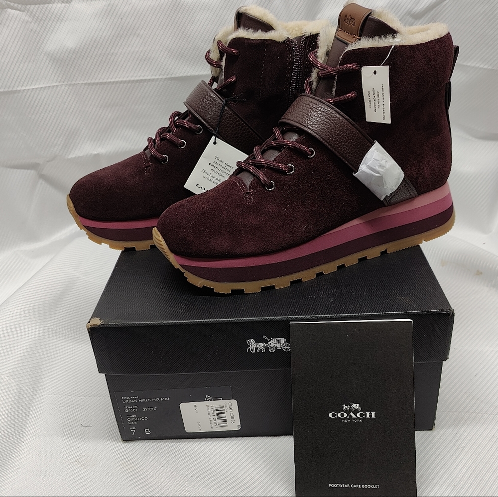 Coach Burgundy Suede Women's Boots